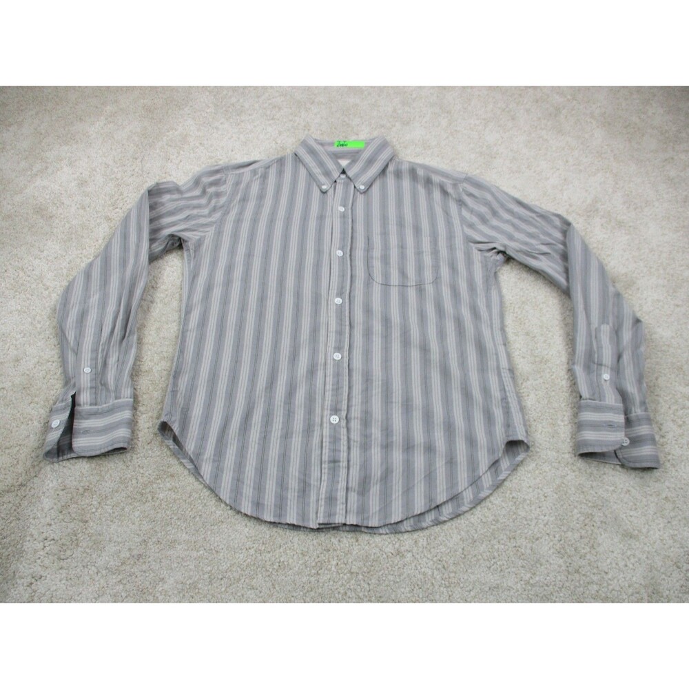 Band Of Outsiders Shirt Mens 2 Small Gray Cotton Striped Casual Button Up USA